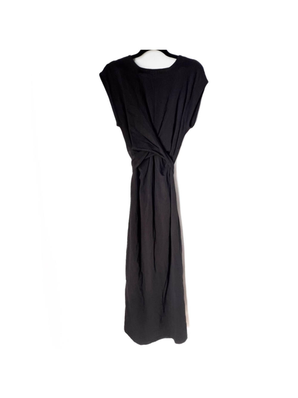 Modern Citizen Black Fei Tie Front Dress Sz S Black Organic Cotton Midi Capsule - Picture 4 of 12